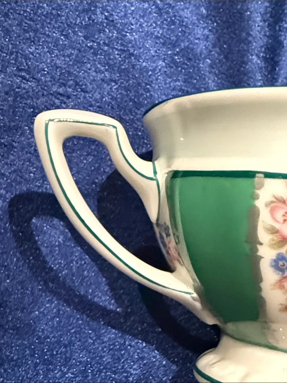 Stunning Rosenthal Maria Demitasse Cup & Saucer Alternating Green & Floral Panel